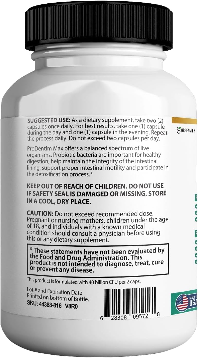 ProBiotia Max 40 Billion CFU Oral Probiotic Supplement for Teeth and Gum Health - 60 Capsules, Gluten Free