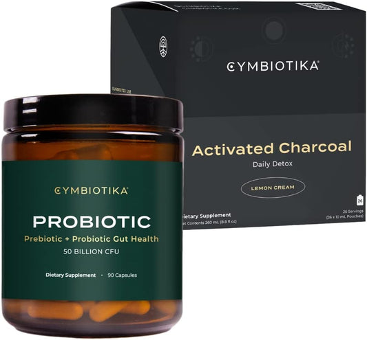 Probiotic Activated Charcoal Liquid Supplement - 50 Billion CFU, Supports Healthy Digestion, Stomach Detox & Relief for Men & Women