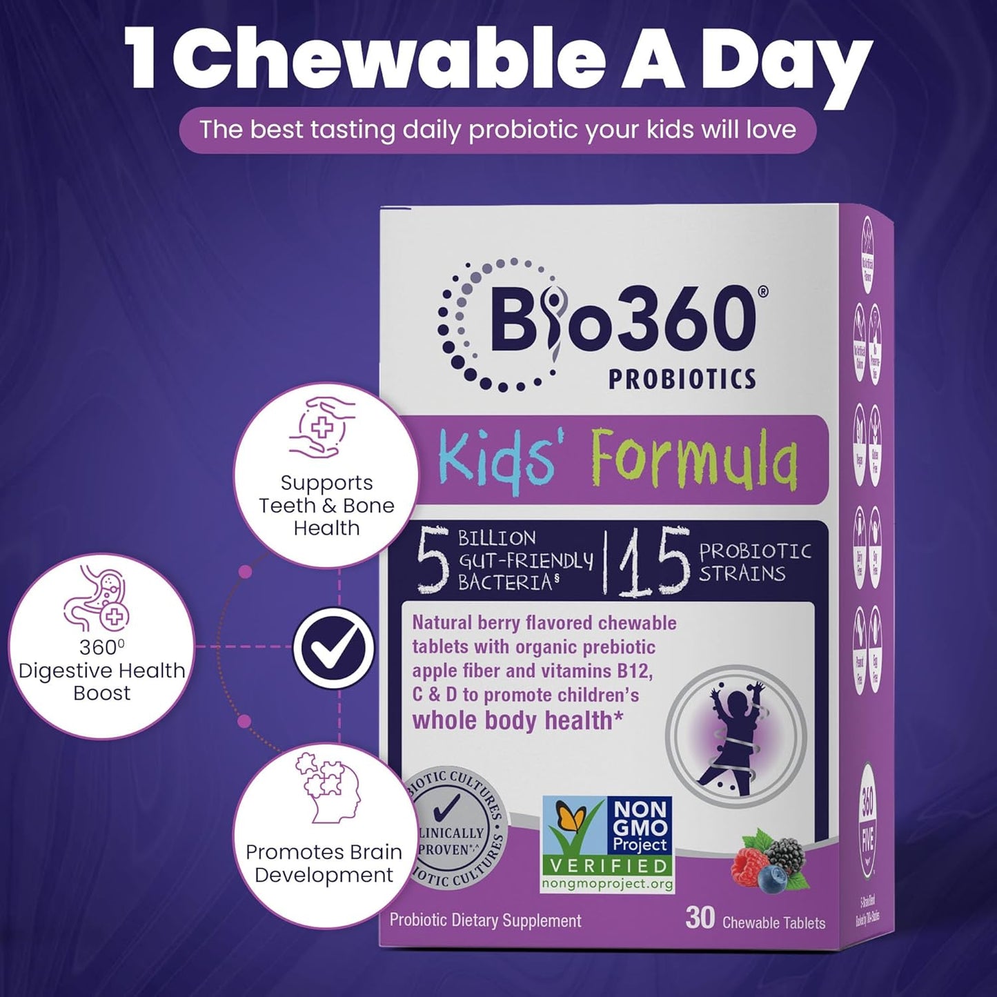 Probiotic Bundle for Adults & Kids - High Strength Capsules & Chewable Tablets - 15 Strains for Digestive, Immune, & Brain Health - Supports Gut, Constipation, Bloating, & Gas Relief