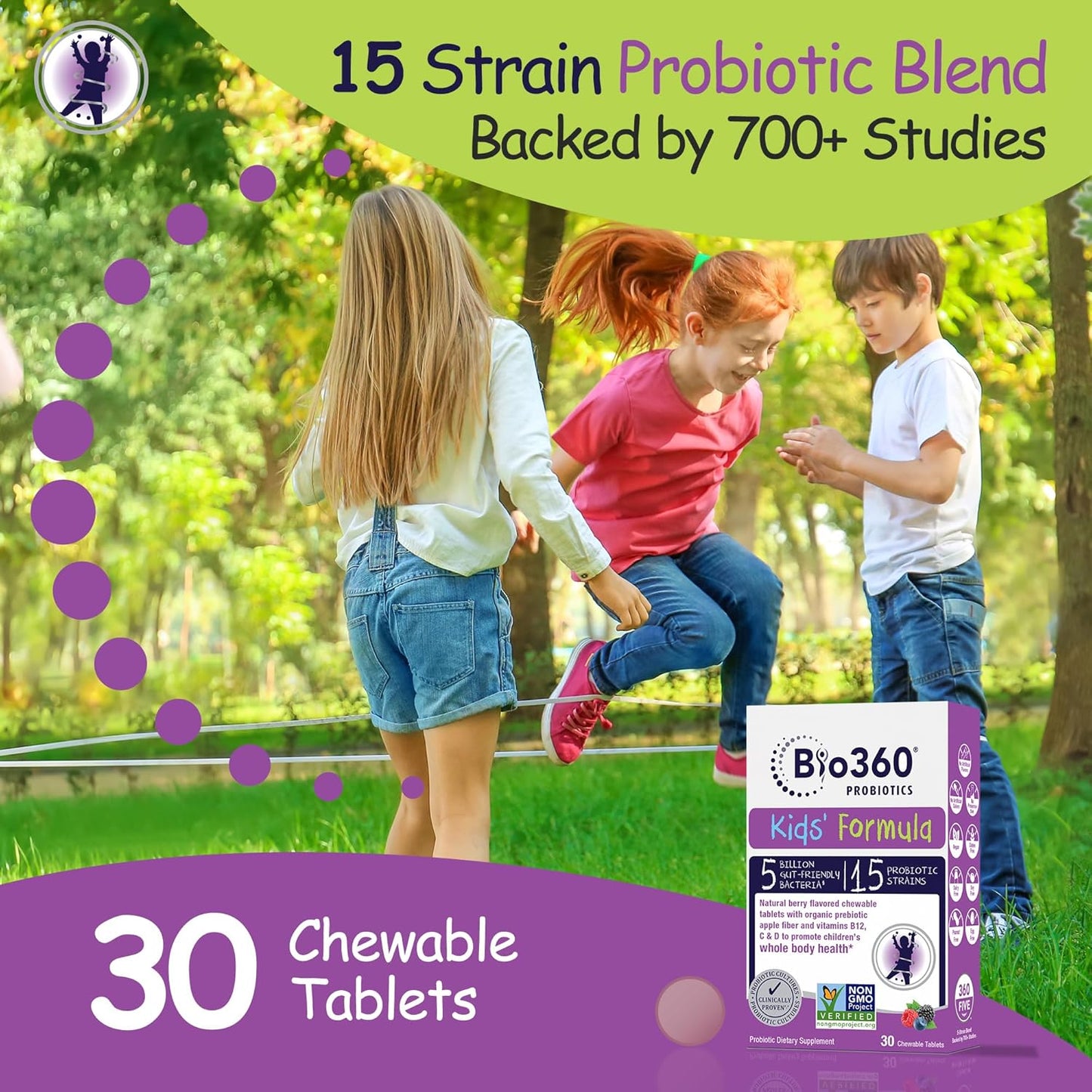 Probiotic Bundle for Adults & Kids - High Strength Capsules & Chewable Tablets - 15 Strains for Digestive, Immune, & Brain Health - Supports Gut, Constipation, Bloating, & Gas Relief