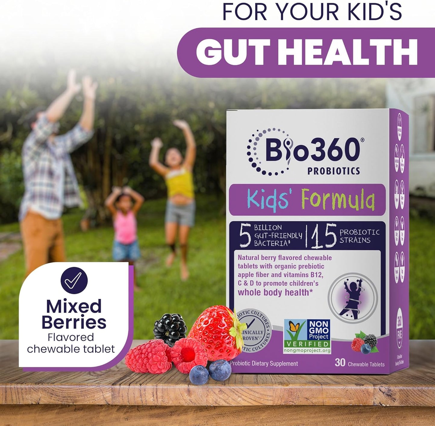 Probiotic Bundle for Adults & Kids - High Strength Capsules & Chewable Tablets - 15 Strains for Digestive, Immune, & Brain Health - Supports Gut, Constipation, Bloating, & Gas Relief