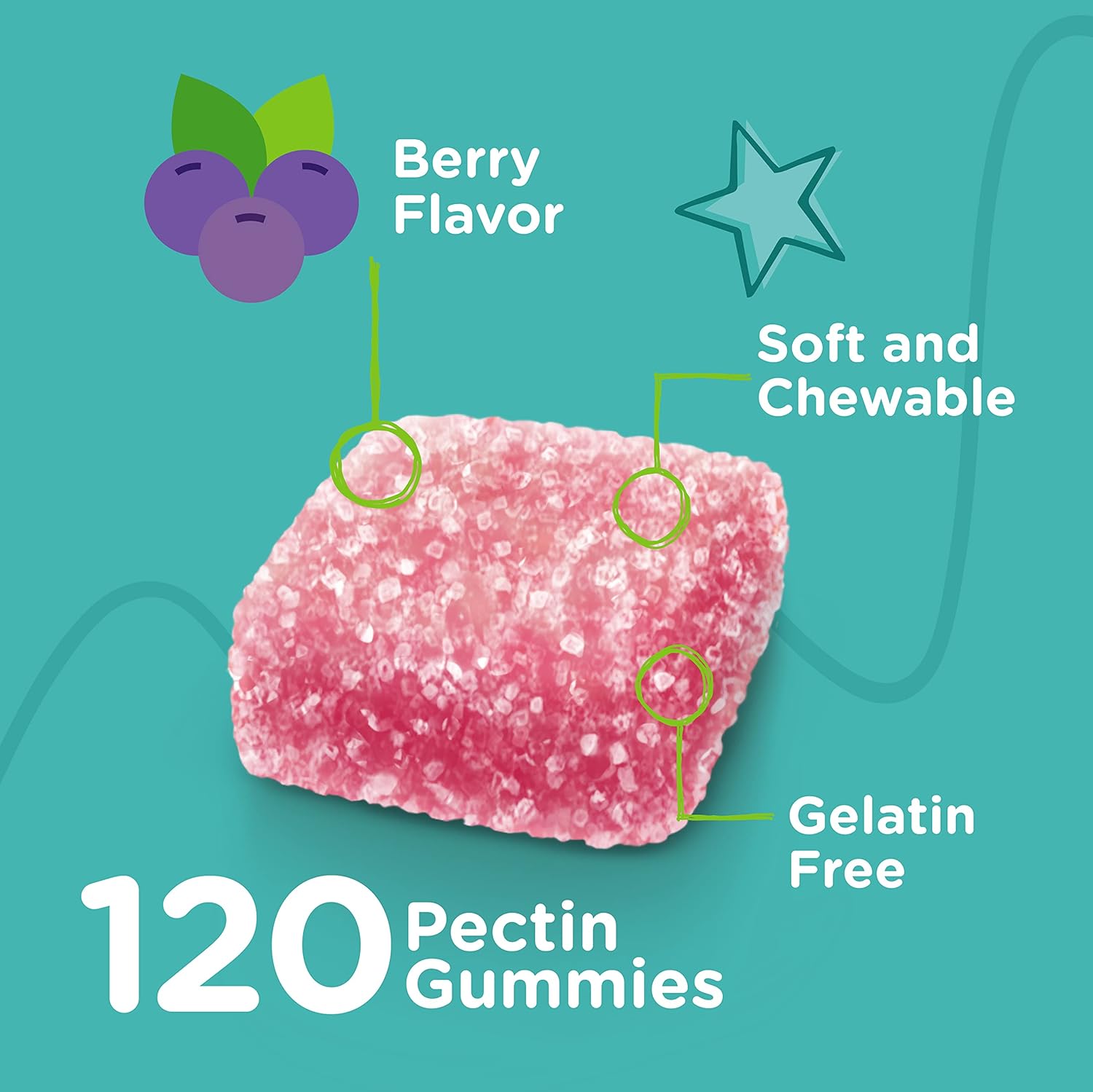 Probiotic Gummies for Kids - 5 Billion CFUs - Constipation Relief, Immune & Digestive Support - Vegetarian, Gelatin & GMO Free - Berry Flavored Chewable Gummy
