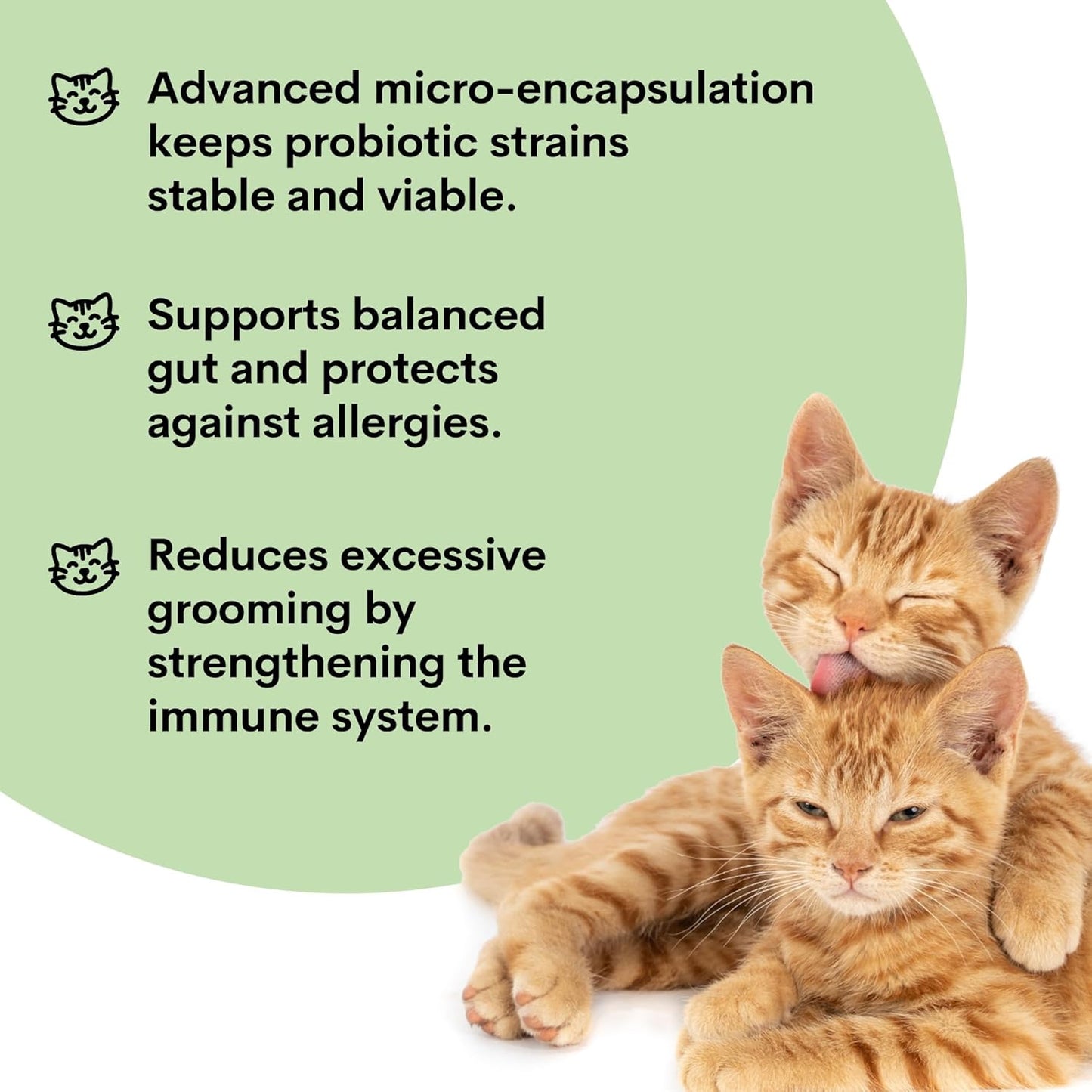 Probiotic Powder for Cats & Kittens - Hairball Prevention, Digestive & Immune Support - Indoor Cat Formula - 60 Scoops