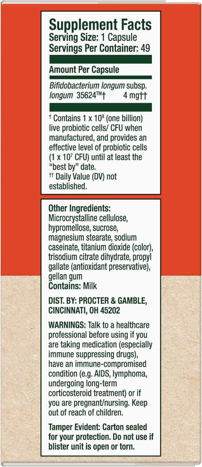 Probiotic Supplement Capsules 49 Count - Align Brand (Packaging Variations)