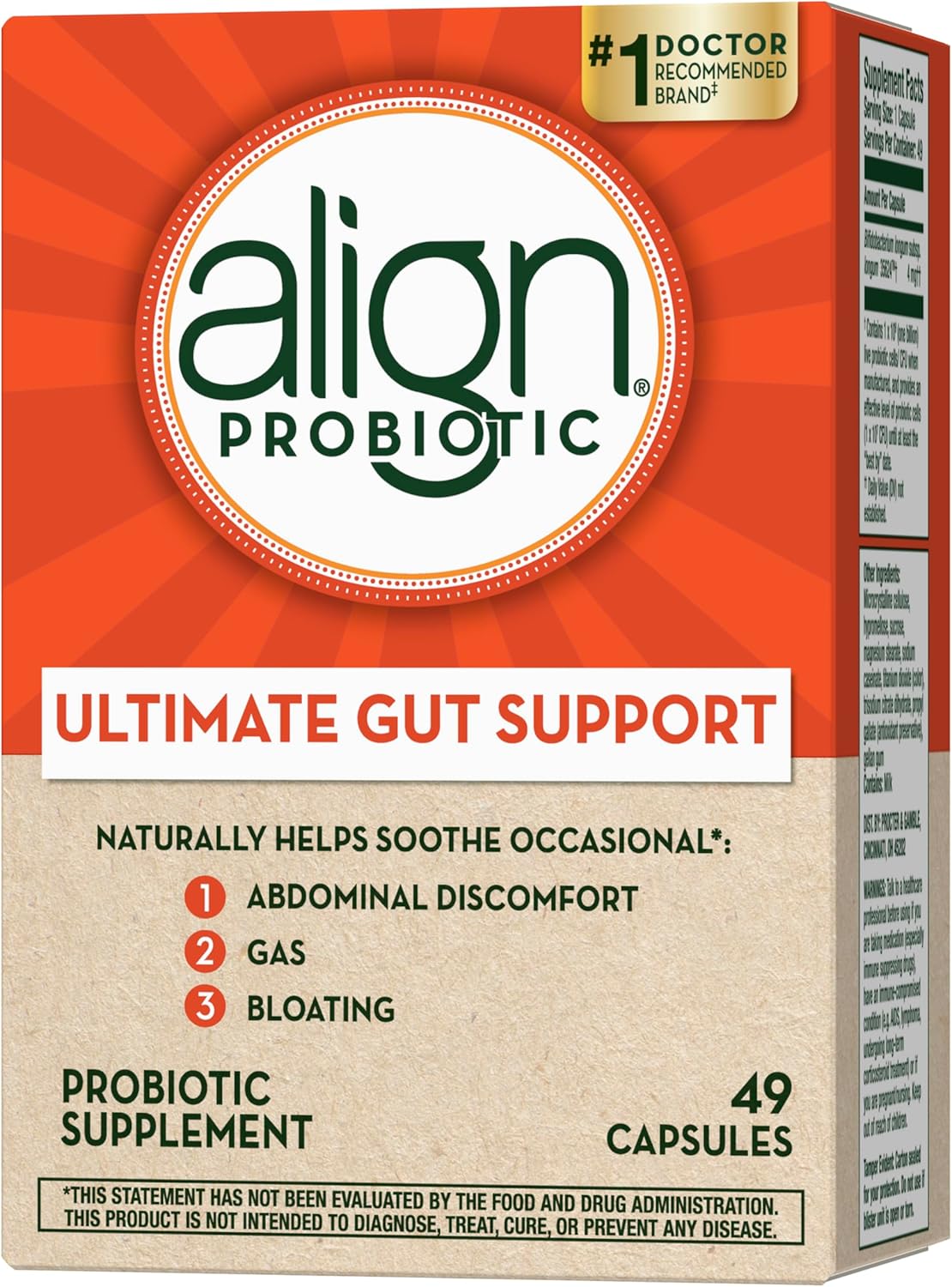 Probiotic Supplement Capsules 49 Count - Align Brand (Packaging Variations)