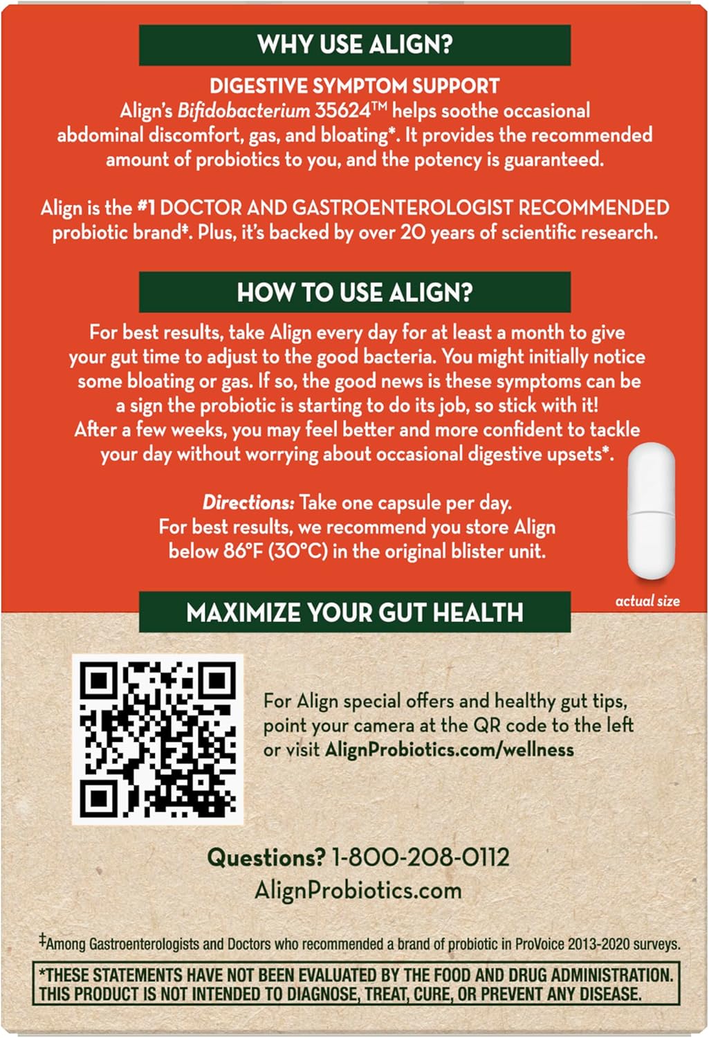 Probiotic Supplement Capsules 49 Count - Align Brand (Packaging Variations)