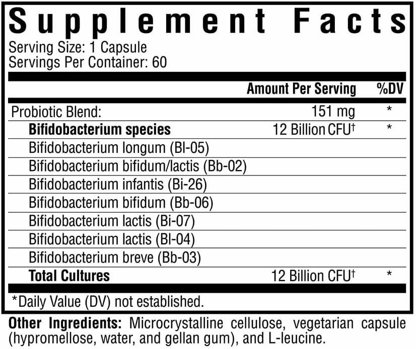 Probiotic Supplement for Digestive Health - Seeking Health ProBiota Bifidobacterium, 60 Capsules, Vegan and Vegetarian-Friendly, Supports Colon Health and Immune System