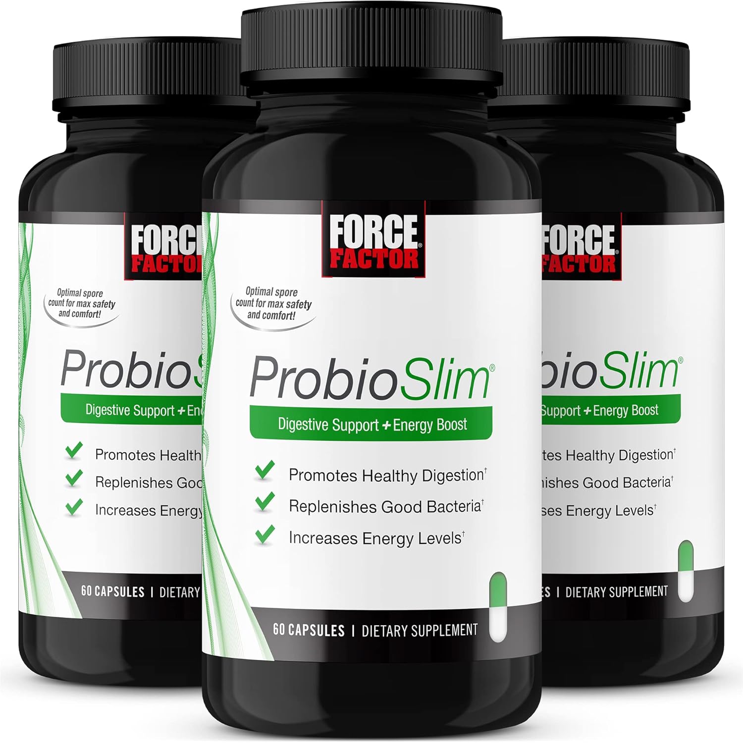 Probiotic Supplement for Digestive Health & Gut Health - 180 Capsules (3-Pack) - Reduce Gas, Bloating, Constipation - Men & Women - Probiotics & Green Tea Extract included