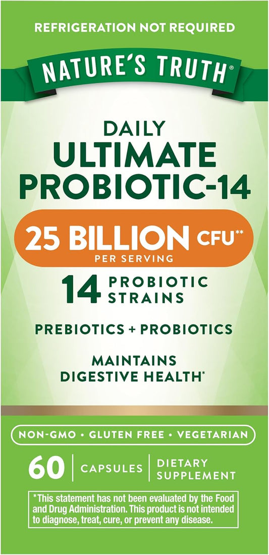 Probiotic Supplement for Men and Women | 25 Billion CFU | 60 Capsules | 14 Strains | Non-GMO & Gluten Free