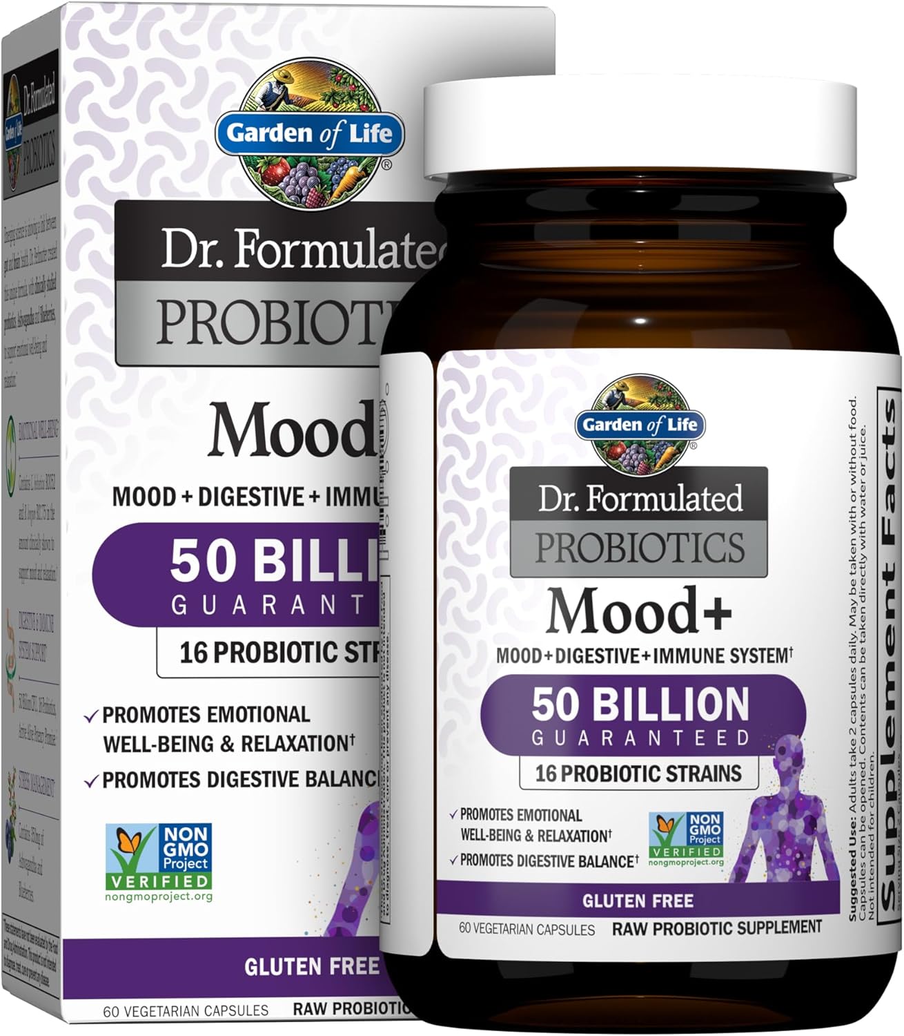 Probiotic Supplement for Relaxation and Digestive Balance with Ashwagandha - 60 Vegetarian Capsules by Garden of Life