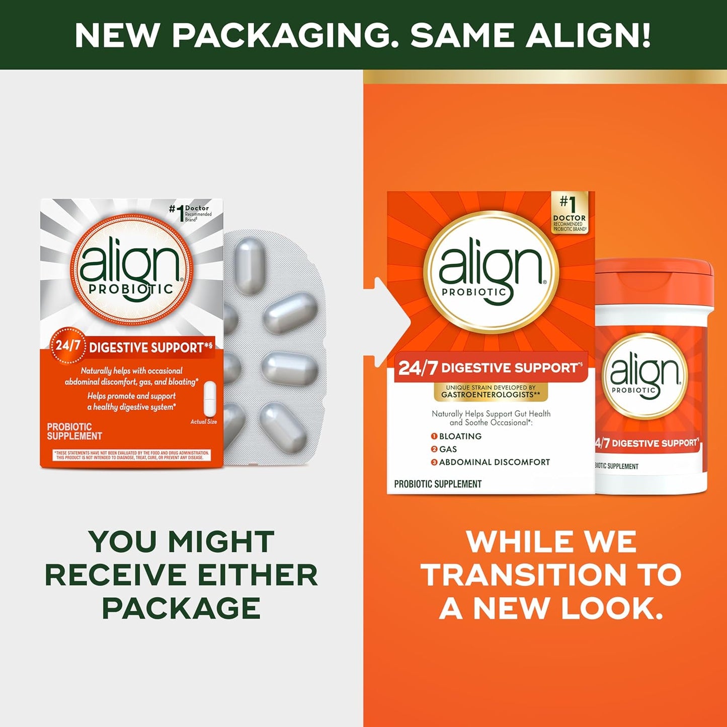 Probiotic Supplement with Varying Packaging Sizes for Optimal Alignment