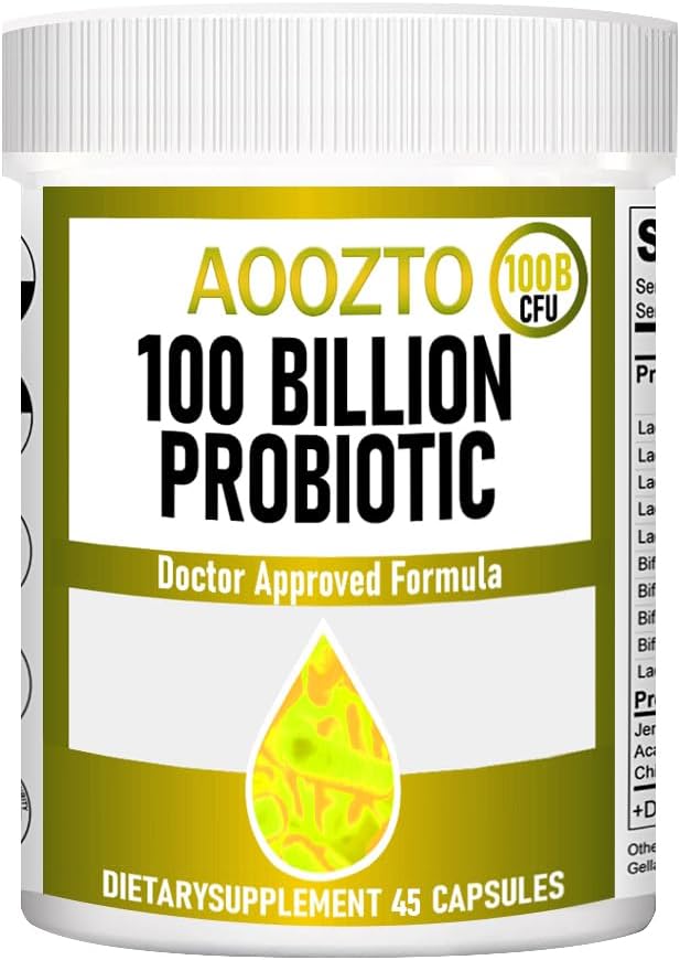 Probiotics for Immune and Digestive Health - 100 Billion CFU, 10 Strains + Organic Prebiotics - Supports Gut Health - 45CT
