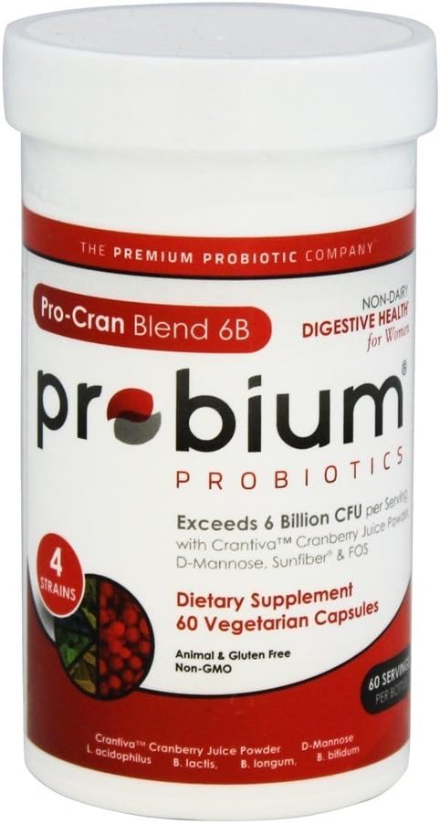 Probium Pro-Cran Blend 6 Billion CFU Probiotic with Cranberry Extract in 60 Vegetarian Capsules