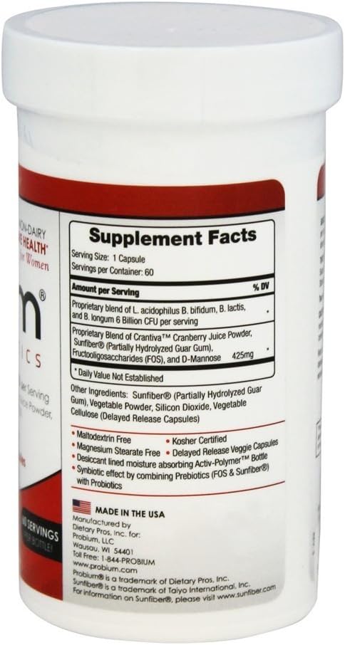 Probium Pro-Cran Blend 6 Billion CFU Probiotic with Cranberry Extract in 60 Vegetarian Capsules