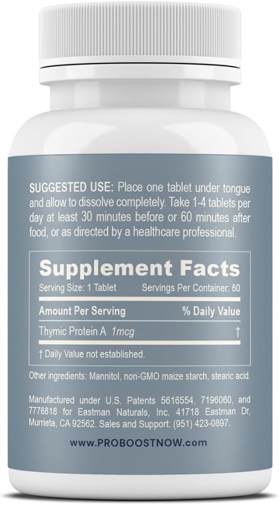 ProBoost Thymic Protein A Tablets: Immune System Support - All Natural, Non-GMO, Fast-Dissolve Sublingual - 60 Tablets
