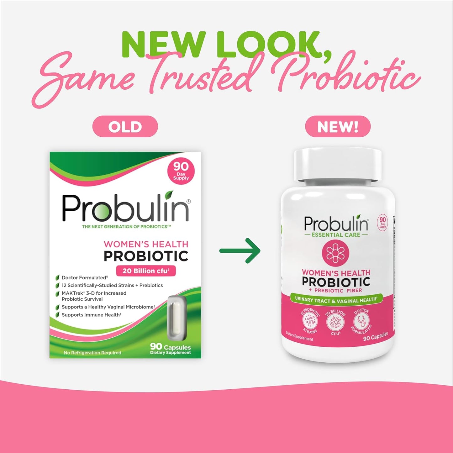 Probulin Women's Probiotics Capsules - 20 Billion CFU, 12 Strains, Vegan Supplement for Vaginal, Gut, & Immune Health - 90 Count
