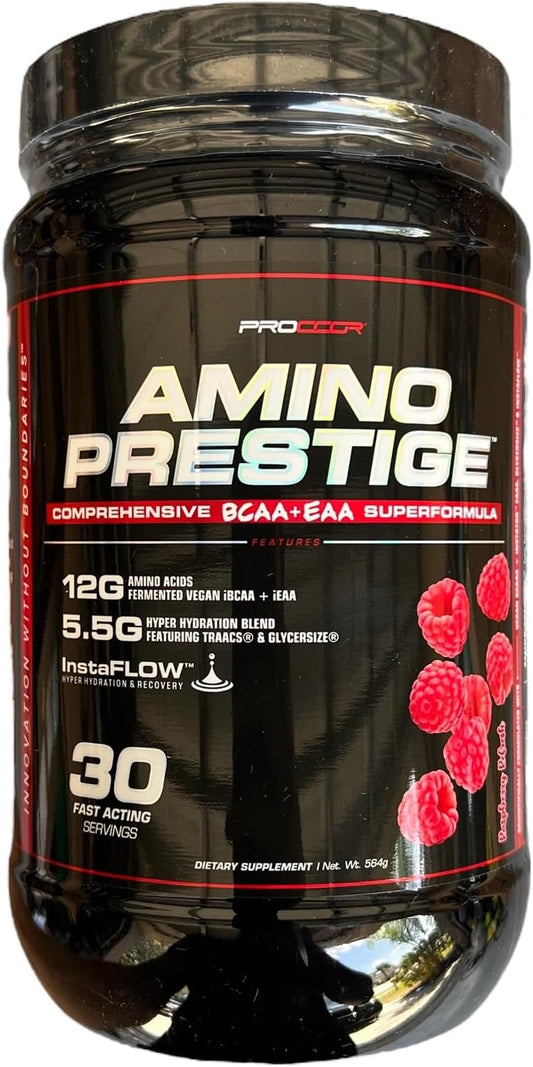 PROCCOR Amino Prestige: Vegan/Fermented iBCAA & iEAA IntraWorkout Formula - Blueberry Mojito Flavor - 30 Servings
