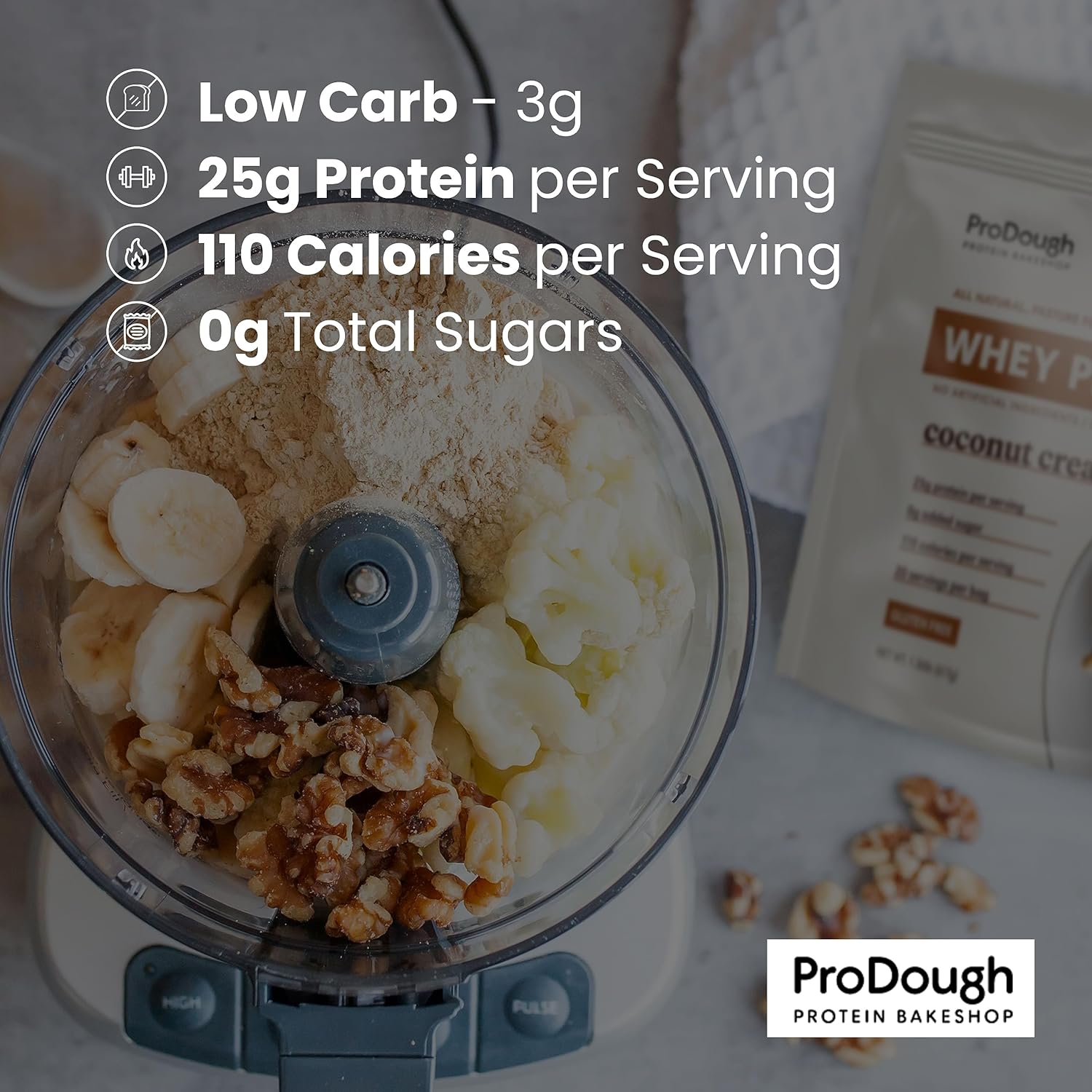 ProDough Gourmet Whey Isolate Protein Powder - 25g Protein, Gluten Free, Keto Friendly (Neapolitan)
