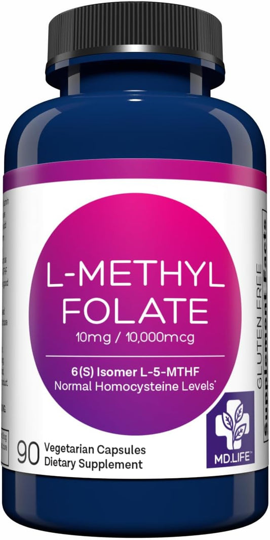 Professional-Grade L-Methylfolate 10mg Supplement - Maximum Potency MTHFR Support - 90 Capsules - Essential Amino Acids for MD.LIFE - BoostGo Australia