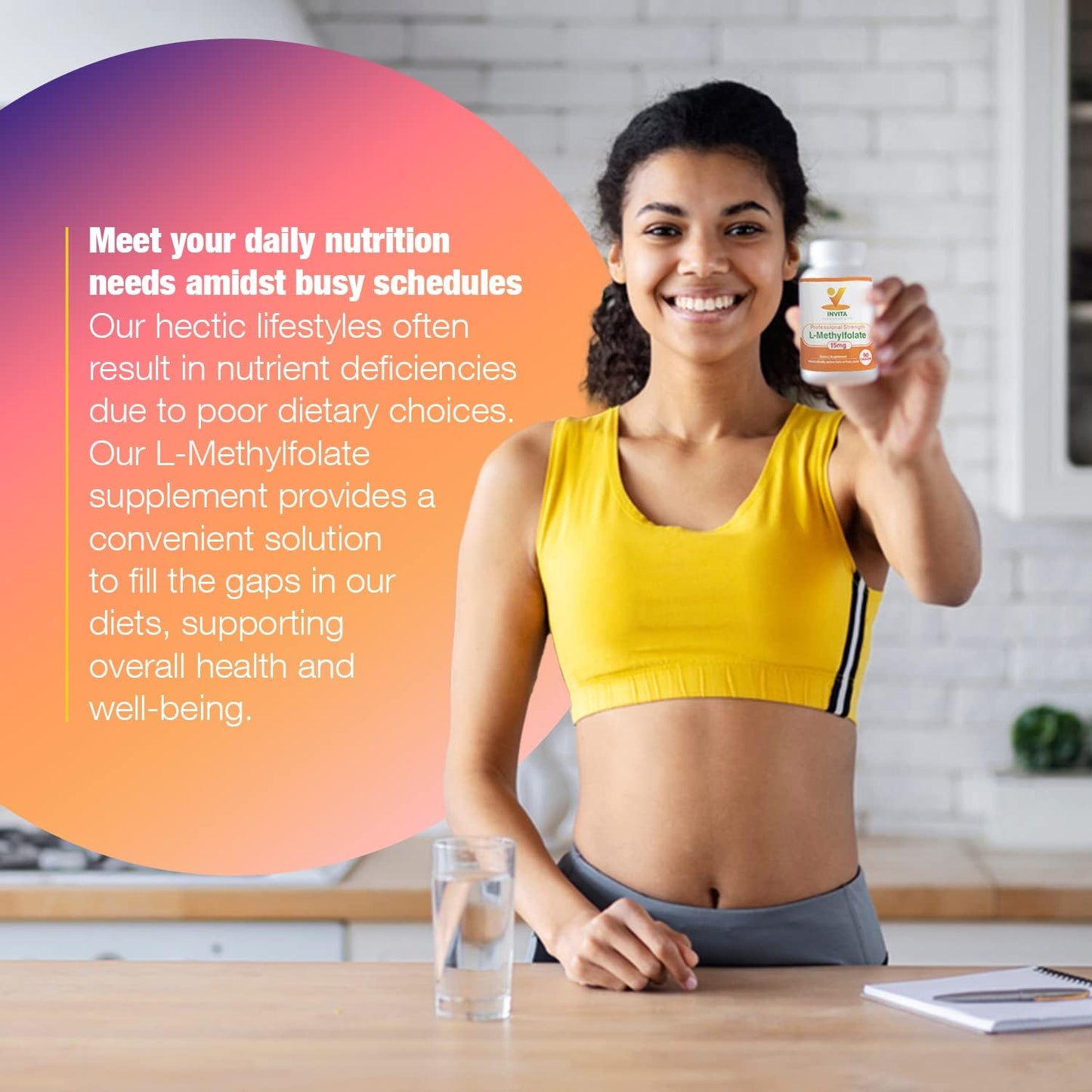 Professional Strength L-Methylfolate (15mg) Supplement for Energy, Mood & Immune Support - Non GMO, Gluten Free - AONELAS INVITA 5-MTHF - No Fillers