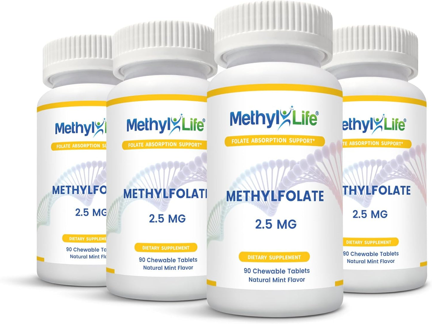 Professional Strength Methyl-Life L-Methylfolate Tablets - 2.5 mg, 90 Chewable Tablets, Natural Mint Flavor
