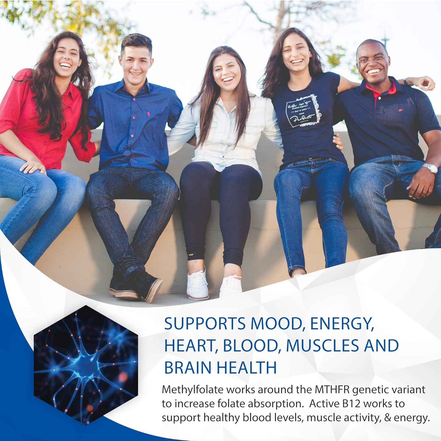 Professional Strength Methyl-Life Pure L-Methylfolate 15 mg Plus with Active B12 and Inositol - 30 Capsules