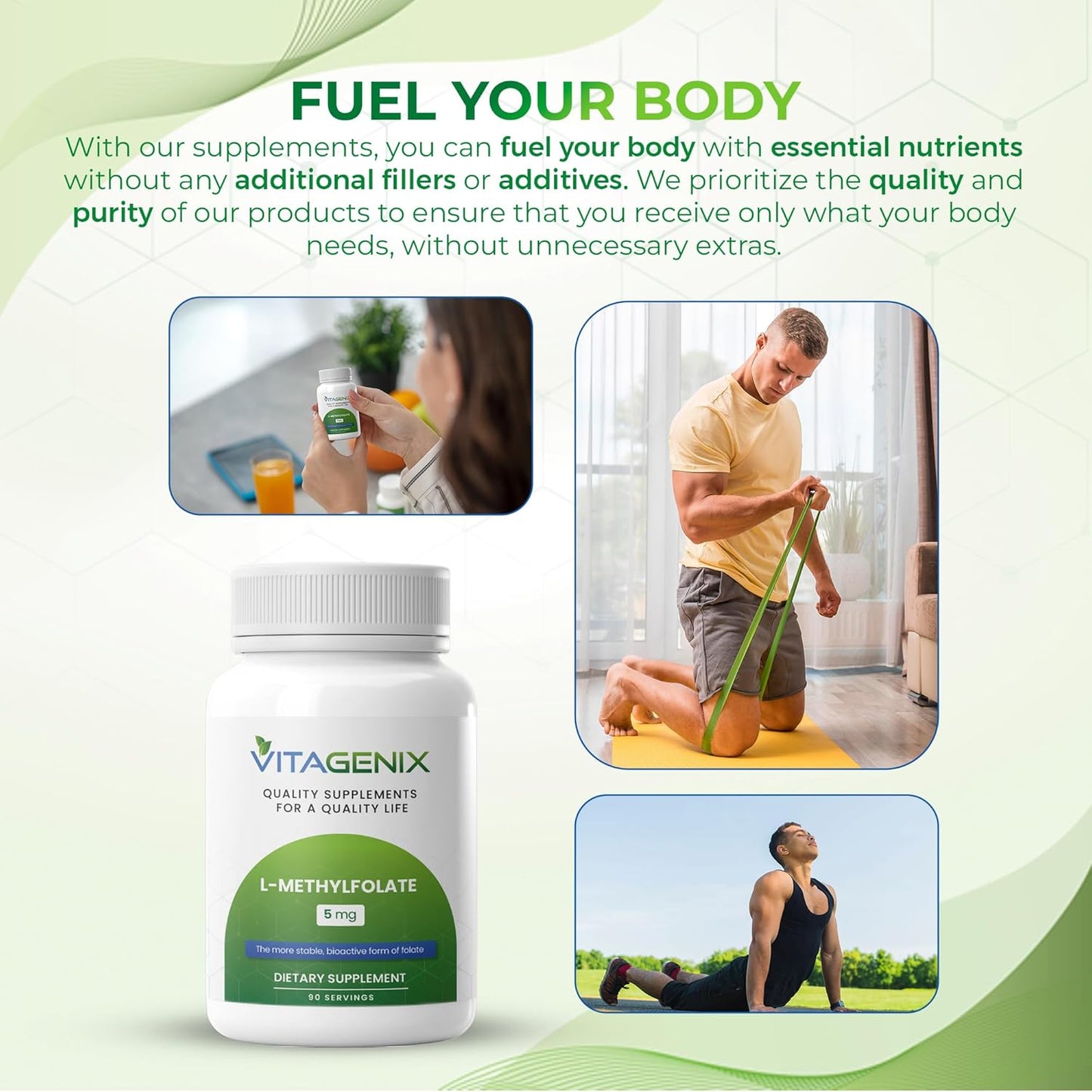 Professional Strength VITAGENIX L-Methylfolate 5mg - Bioactive Mood & Immune Support - Active 5-MTHF - 90 Capsules