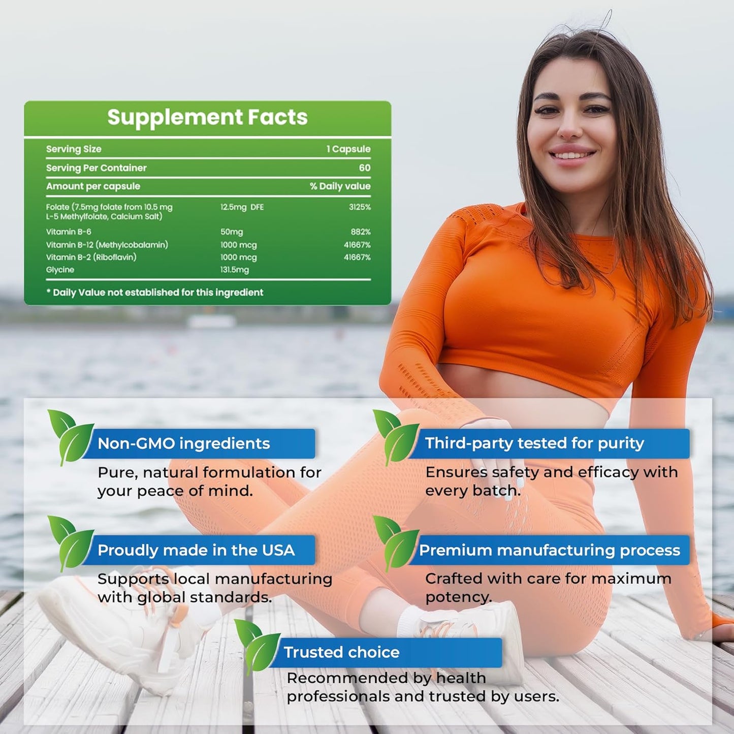 Professional Strength VITAGENIX L-Methylfolate + B Complex for Mood, Methylation & Cognition - Bioactive 5-MTHF Form with B6, B2, & B12 - 15mg - 60 Capsules