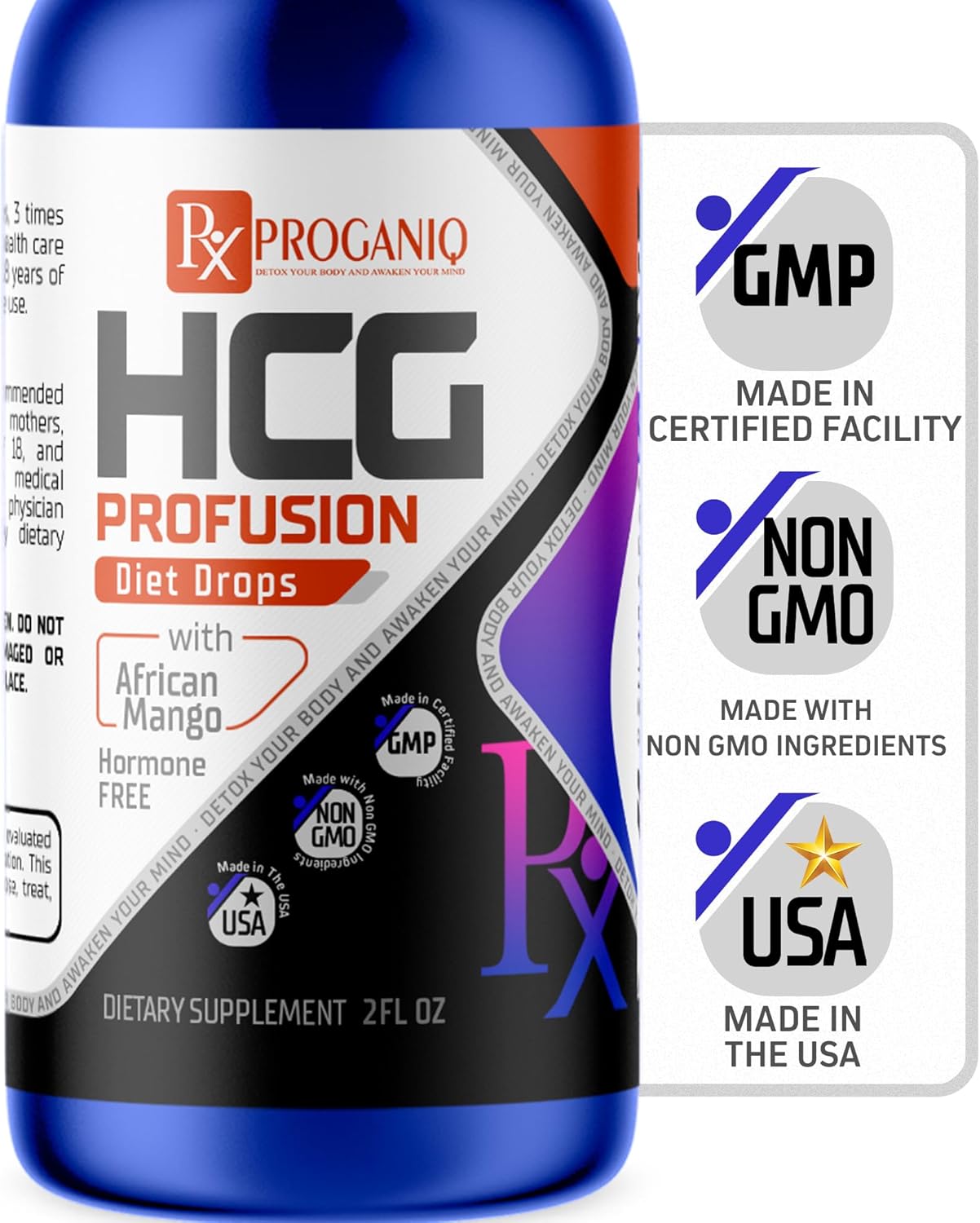 ProganIQ Detox & Mind Awakening Drops - Advanced Weight Management with African Mango - Hormone Free - Made in USA - 30 Day Supply