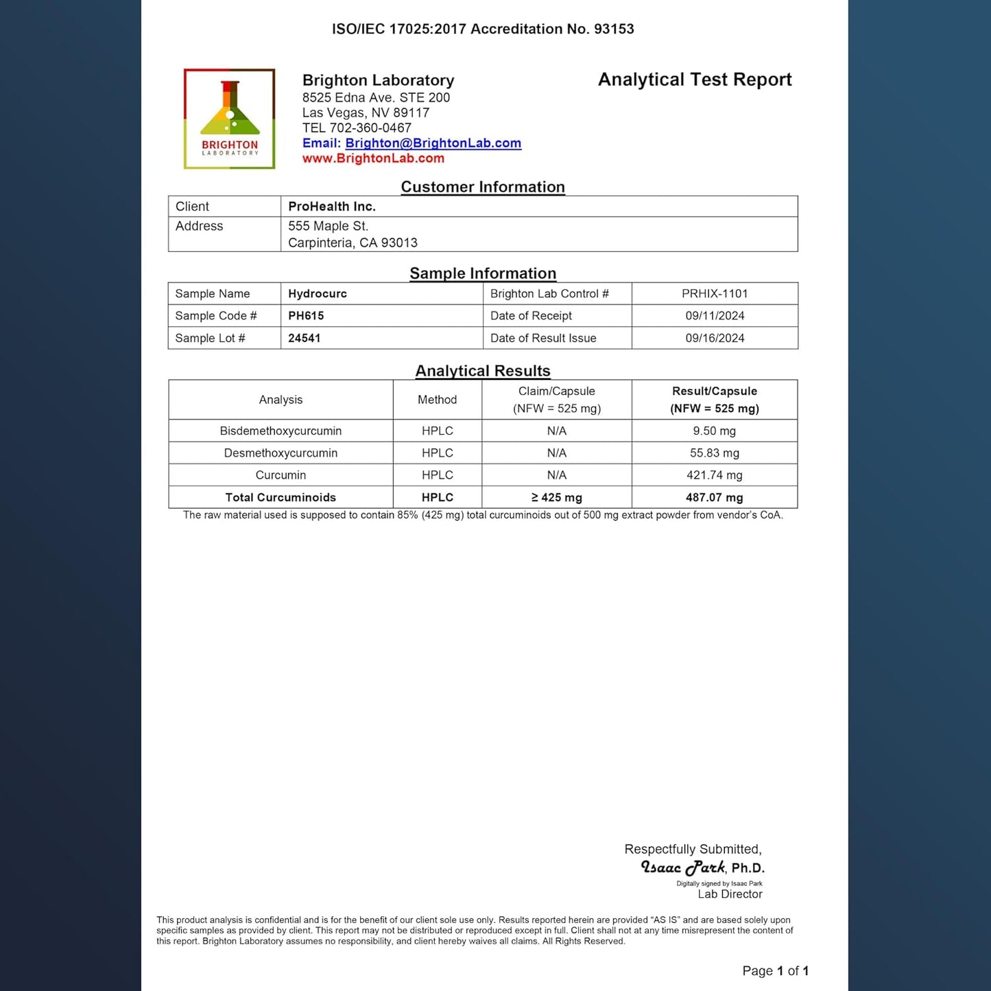 ProHealth HydroCurc® 500 mg Veggie Capsules for Longevity and Wellness