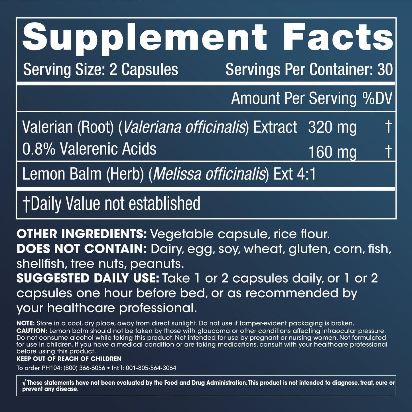 ProHealth Valerian & Lemon Balm Capsules - 160mg Valerian & 80mg Lemon Balm for Relaxation & Sleep Support - Vegan & Gluten-Free