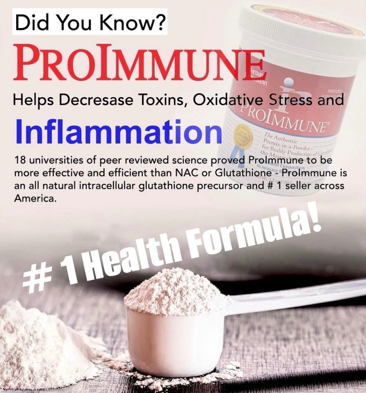 ProImmune Glutathione Supplement Powder for Immune and Liver Health - Natural Antioxidant Blend - 2 Month Supply