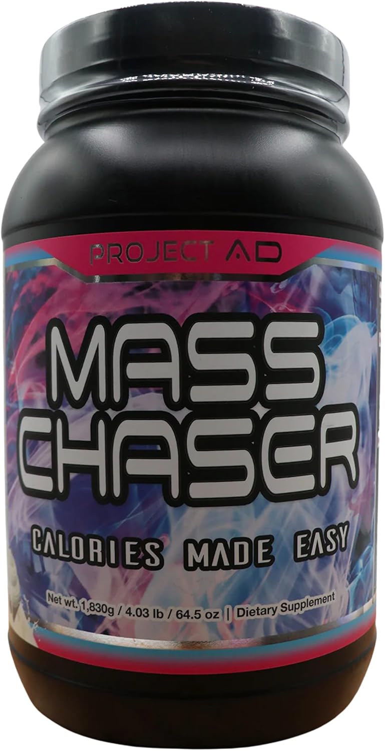 Project AD Mass Chaser Protein Powder - Vanilla Swirl Cake Batter, Gain Size & Strength Fast with 500 Calories & 25g Protein, Easy Mixing & Delicious Taste - 30 Servings