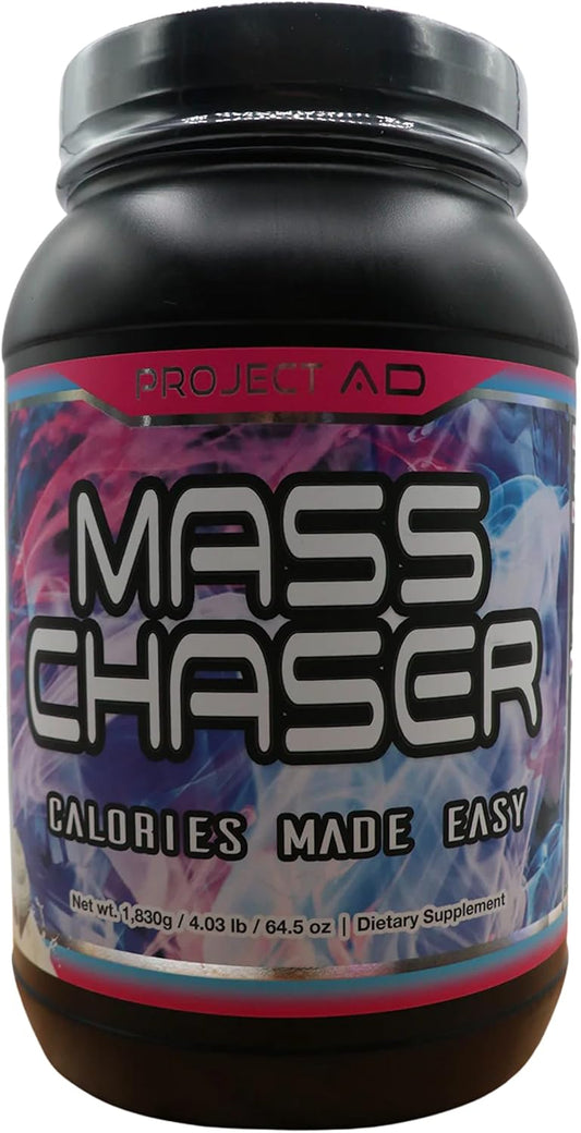 Project AD Mass Chaser Protein Powder - Vanilla Swirl Cake Batter, Gain Size & Strength Fast with 500 Calories & 25g Protein, Easy Mixing & Delicious Taste - 30 Servings