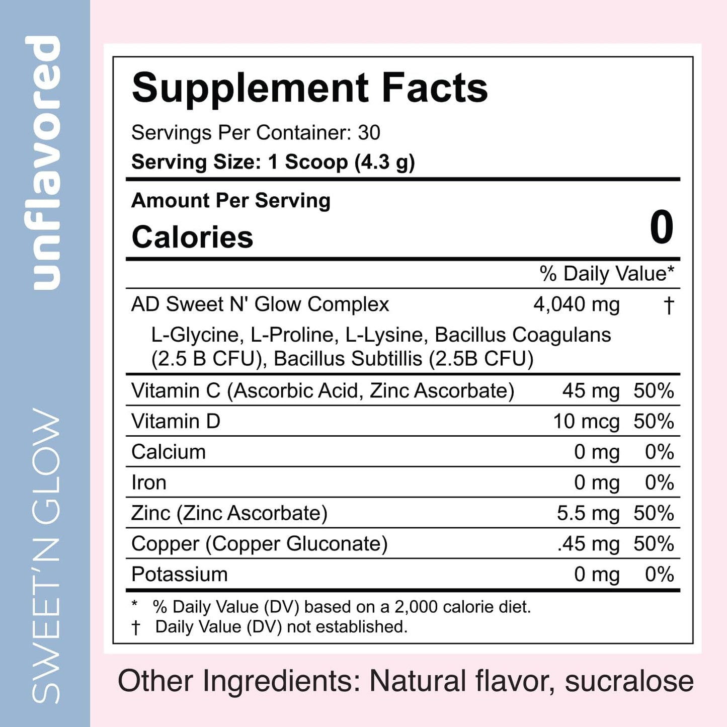 Project Ad Sweet'N Glow Zero Calorie Sugar Free Sweetener with Collagen Building Agents - 30 Servings, Unflavored - BoostGo Australia