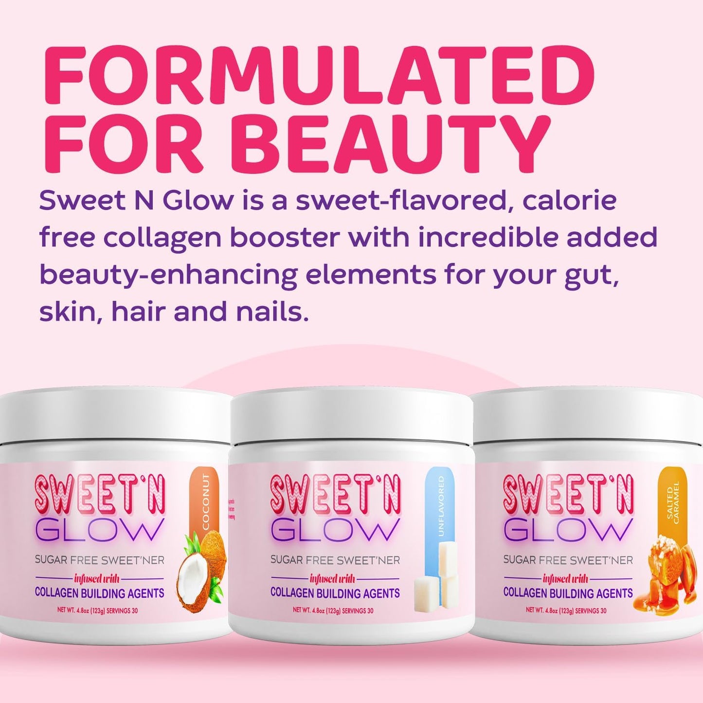 Project Ad Sweet'N Glow Zero Calorie Sugar Free Sweetener with Collagen Building Agents - 30 Servings, Unflavored - BoostGo Australia