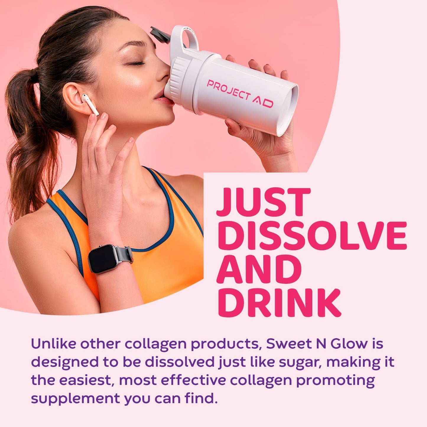 Project Ad Sweet'N Glow Zero Calorie Sugar Free Sweetener with Collagen Building Agents - 30 Servings, Unflavored - BoostGo Australia