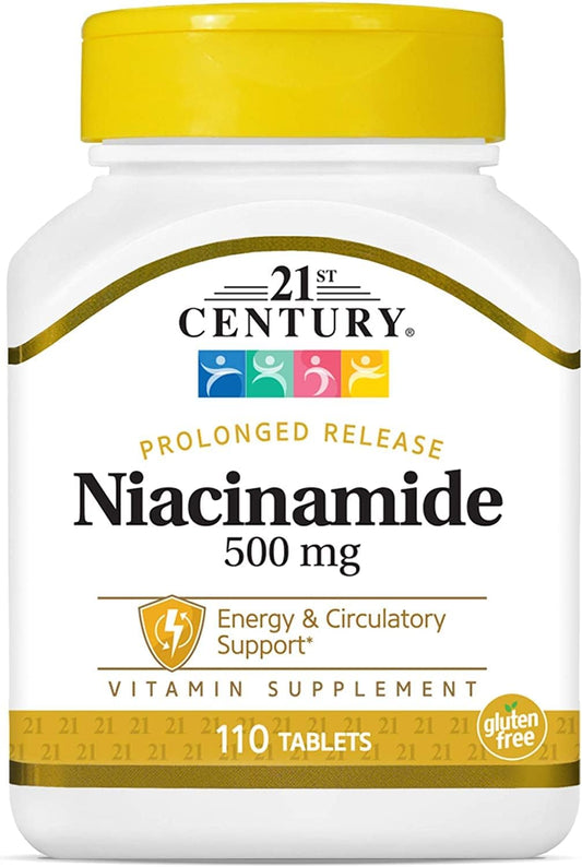 Prolonged Release Niacinamide 500mg Tablets, 220-Count - 21st Century Formula