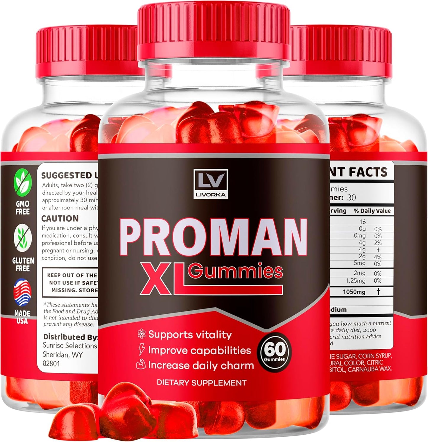 Proman XL Gummies: Advanced Formula for Men, 60 Gummies - 1 Month Supply - Supplement Support with Positive Reviews