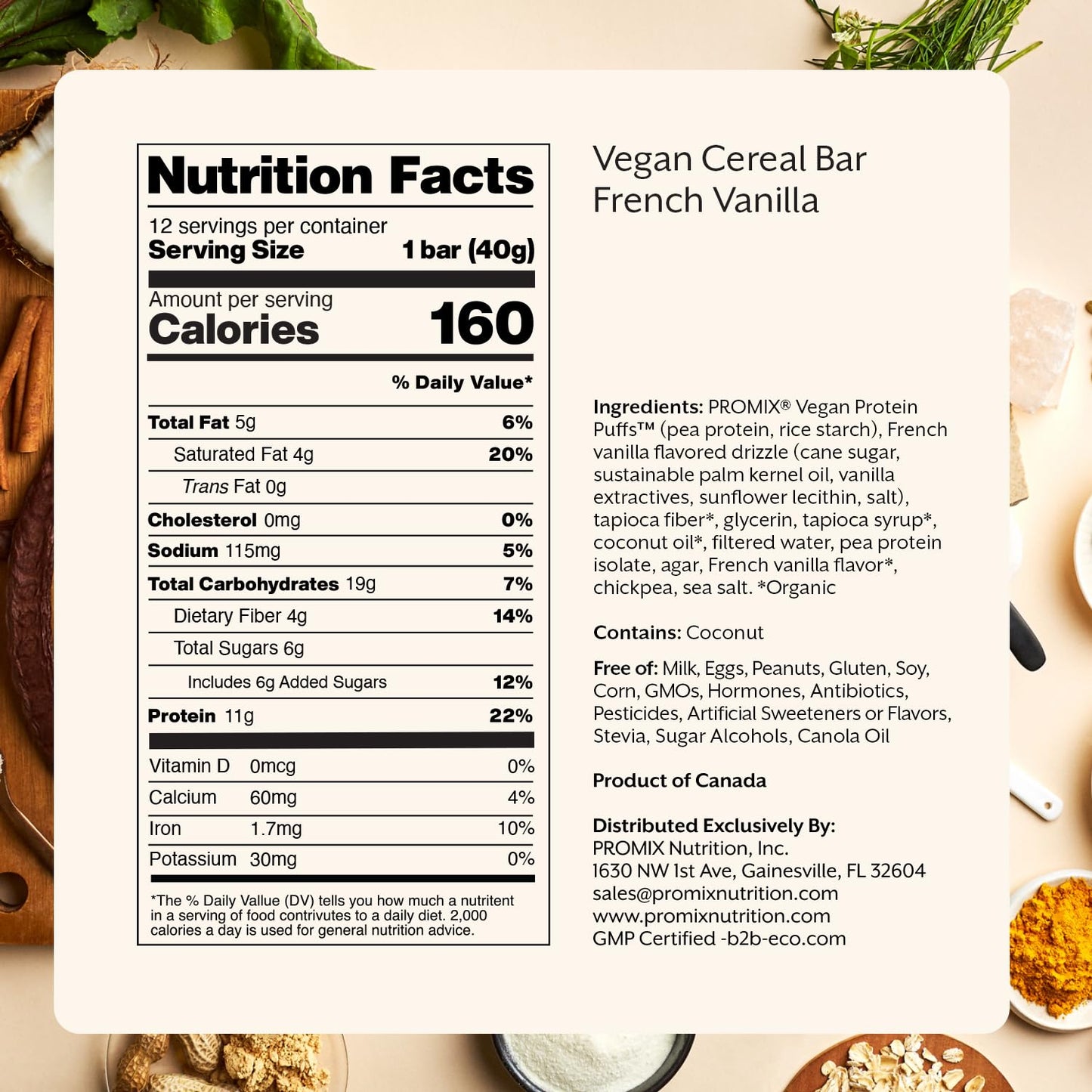 Promix Nutrition French Vanilla Vegan Protein Puff Bars | High Protein, Low Calorie Marshmallow Crispy Treat | Kosher, Soy Free
