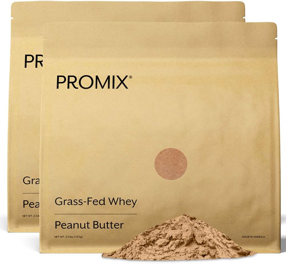 Promix Nutrition Grass-Fed Whey Protein Powder, Peanut Butter Flavor - 5lb Bulk, 100% All Natural for Post-Workout Shakes, Smoothies, Baking, and Cooking - Gluten-Free & Keto-Friendly