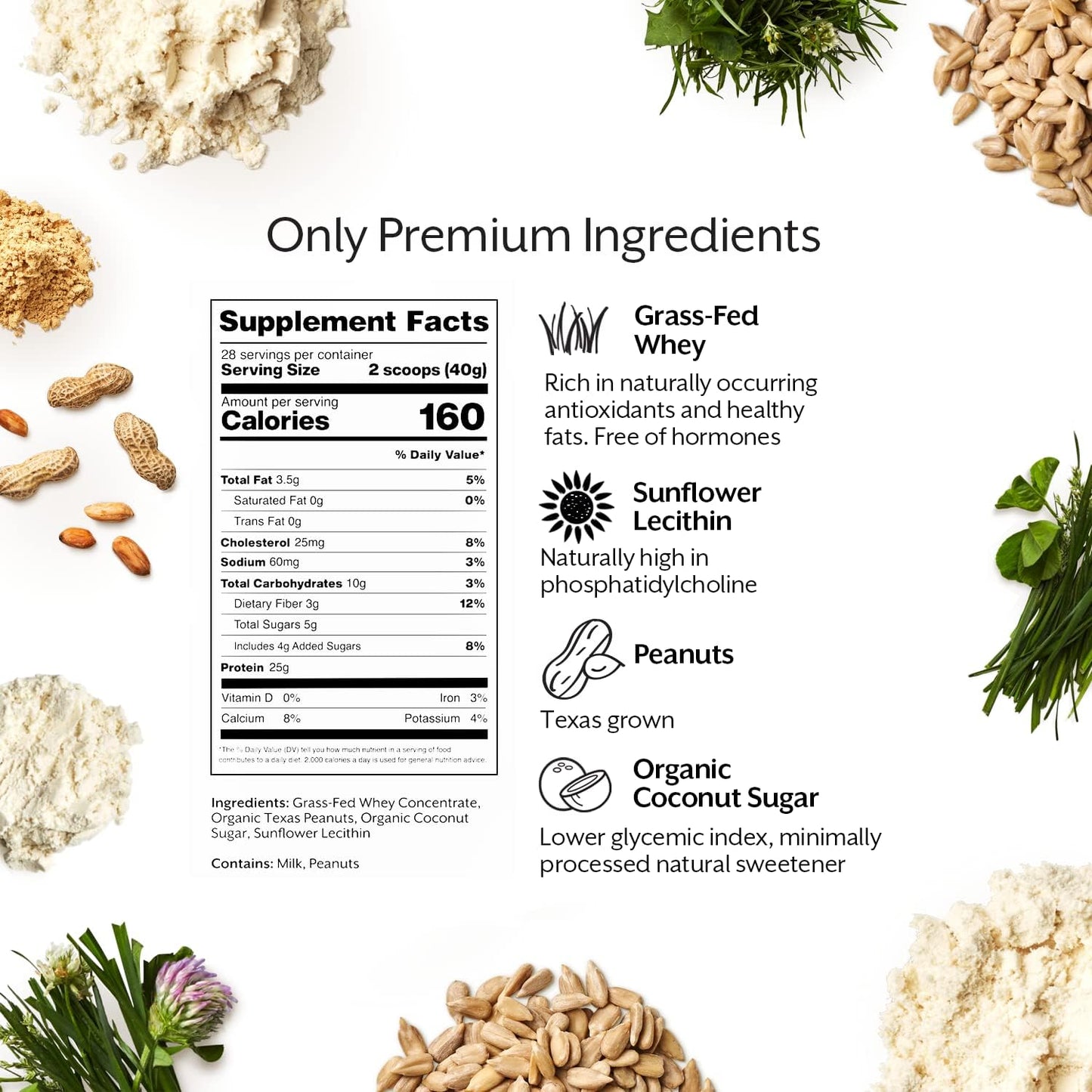 Promix Nutrition Grass-Fed Whey Protein Powder, Peanut Butter Flavor - 5lb Bulk, 100% All Natural for Post-Workout Shakes, Smoothies, Baking, and Cooking - Gluten-Free & Keto-Friendly