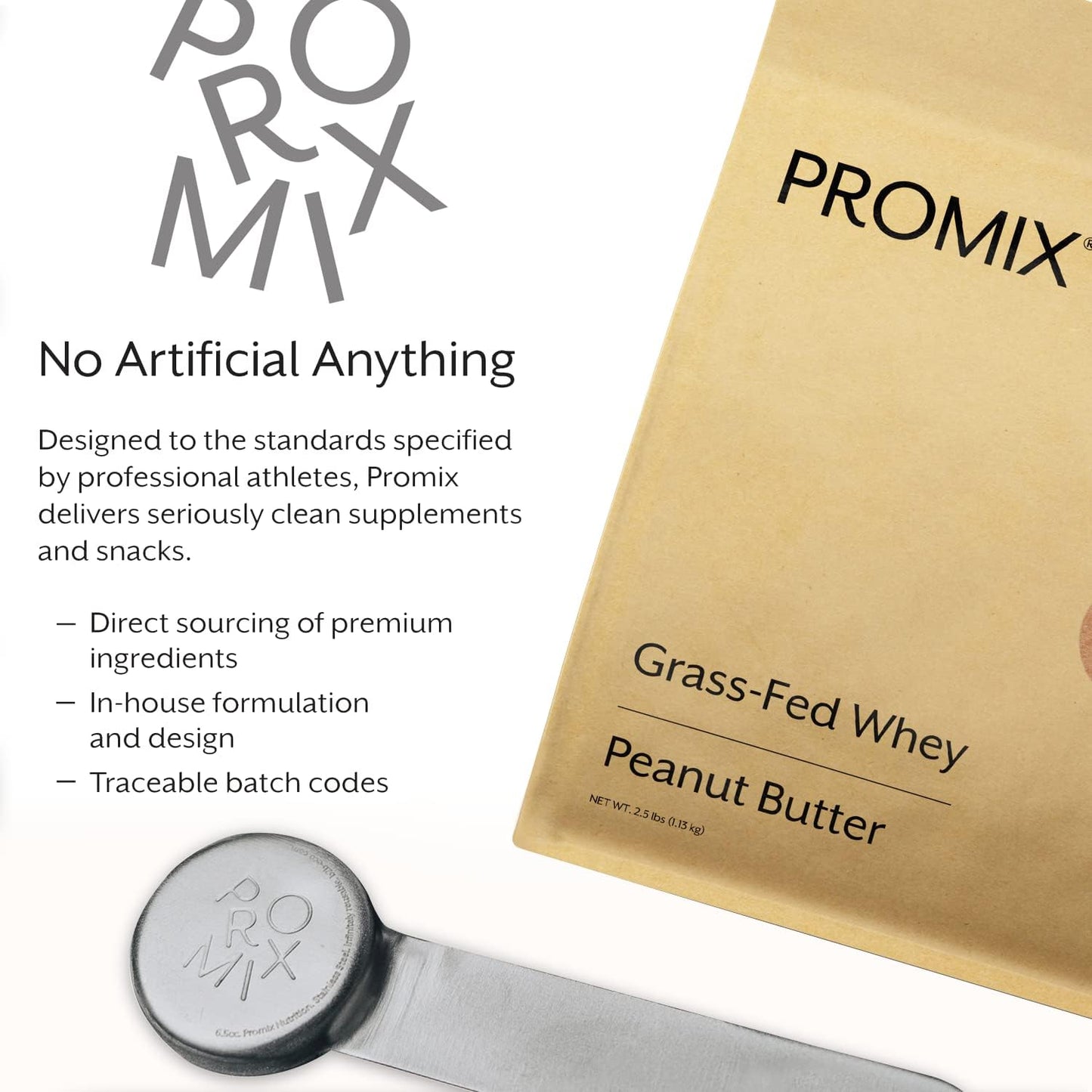 Promix Nutrition Grass-Fed Whey Protein Powder, Peanut Butter Flavor - 5lb Bulk, 100% All Natural for Post-Workout Shakes, Smoothies, Baking, and Cooking - Gluten-Free & Keto-Friendly