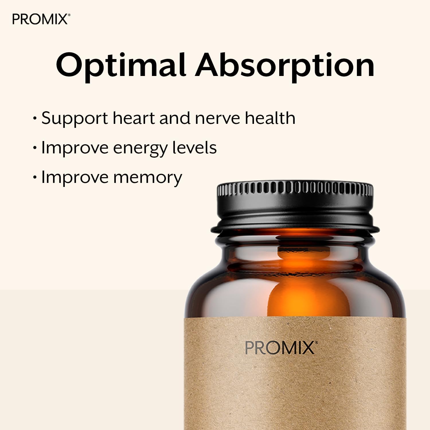 Promix Nutrition Methylcobalamin Vitamin B12 Supplement - 1000mcg - Gut-Friendly - 90 Count Bottle