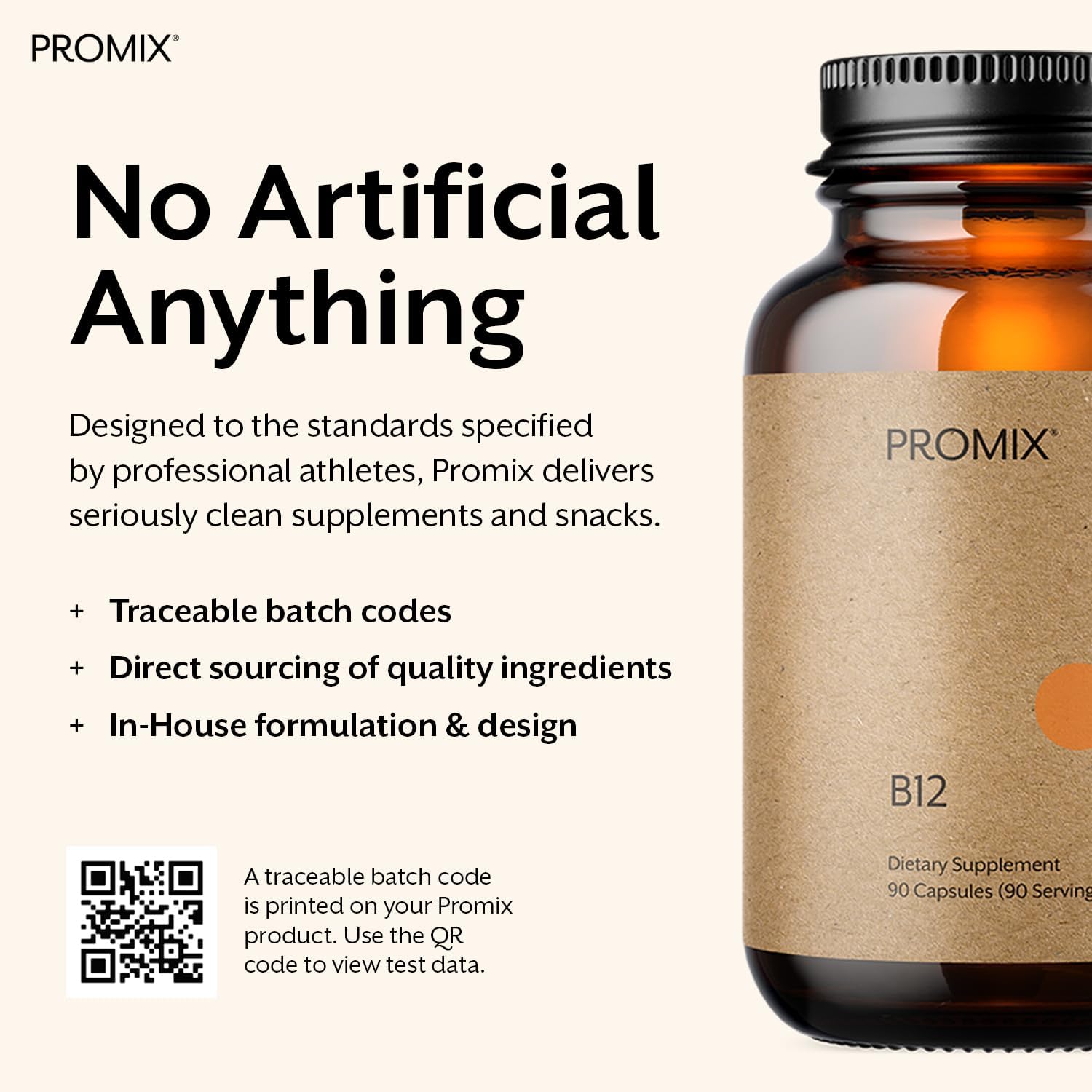 Promix Nutrition Methylcobalamin Vitamin B12 Supplement - 1000mcg - Gut-Friendly - 90 Count Bottle