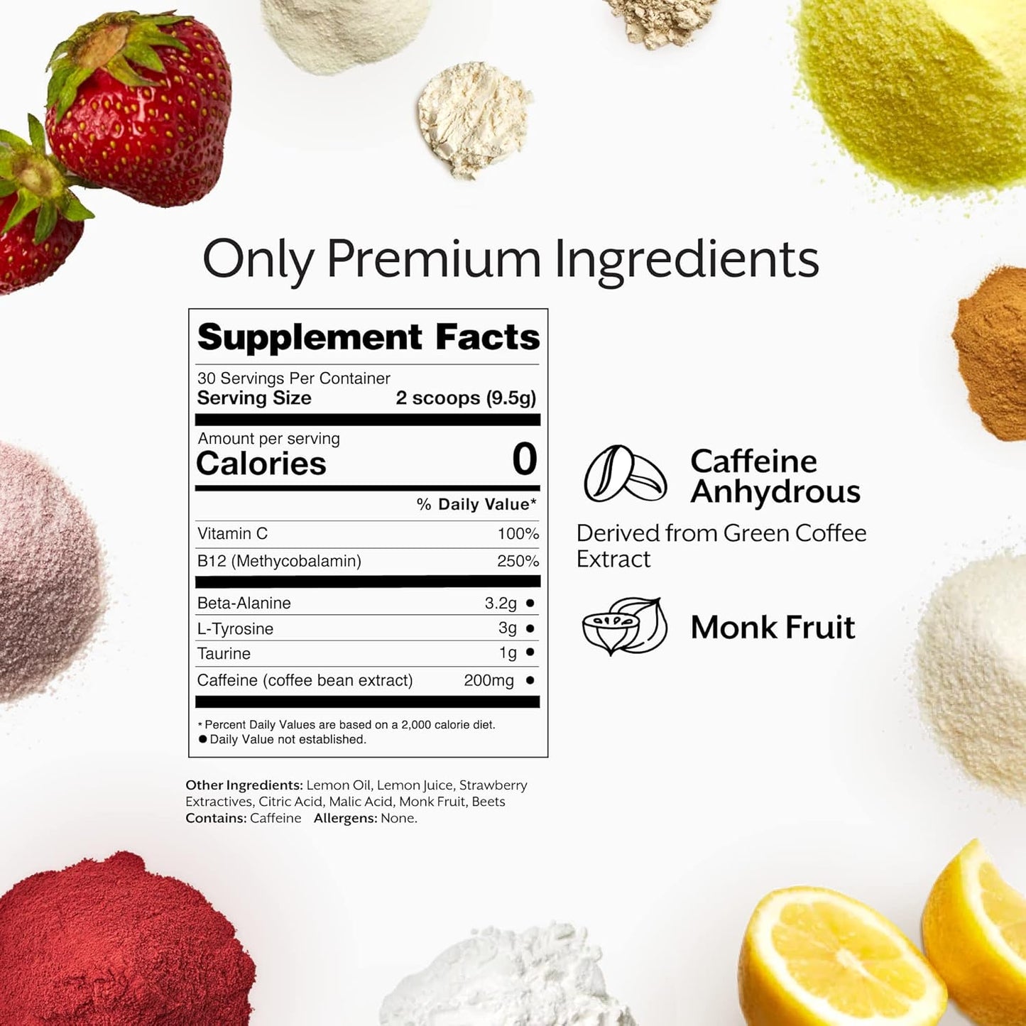 ProMix Nutrition Pre-Workout Powder, Strawberry Lemon Flavor - Boost Focus, Performance, Muscle Gain, Endurance, Energy - Vitamin B12, Caffeine, Beta-Alanine, L-Tyrosine - Gluten, Dairy-Free - BoostGo Australia