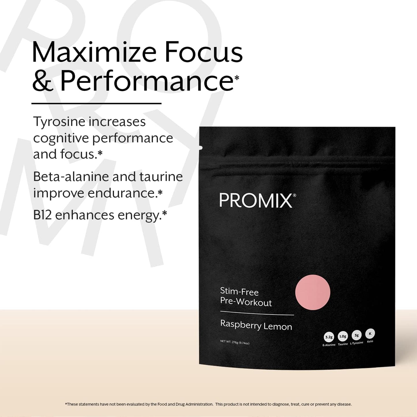 ProMix Nutrition Stimulant-Free Pre-Workout Powder - Raspberry Lemon Flavor - 30 Servings - Boost Focus, Energy, & Performance - With Vitamin B12, Taurine, Beta-Alanine, L-Tyrosine - Gluten, Dairy, & Caffeine-Free - BoostGo Australia