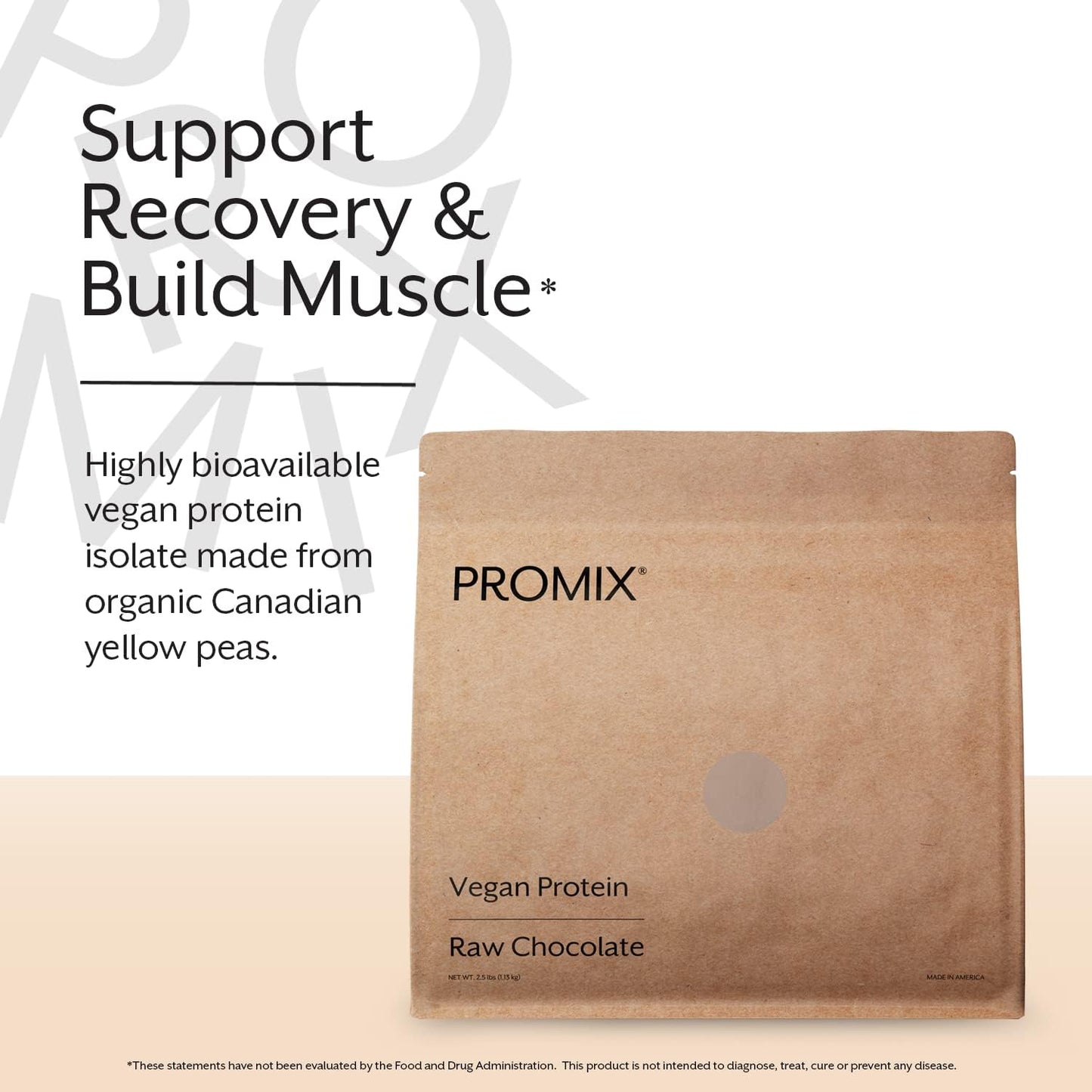 ProMix Plant-Based Vegan Protein Powder, Raw Chocolate - 2.5lb Bulk - Pea Protein with Vitamin B-12 - Post Workout Nutrition & Smoothie Mix - Gluten-Free
