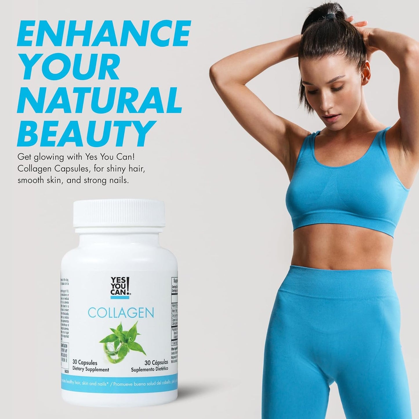 Promote Healthy Hair, Skin, & Nails with Collagen Capsules - 30 Capsules, 290mg Bovine Collagen, Vitamin A, D3, Zinc, & Copper