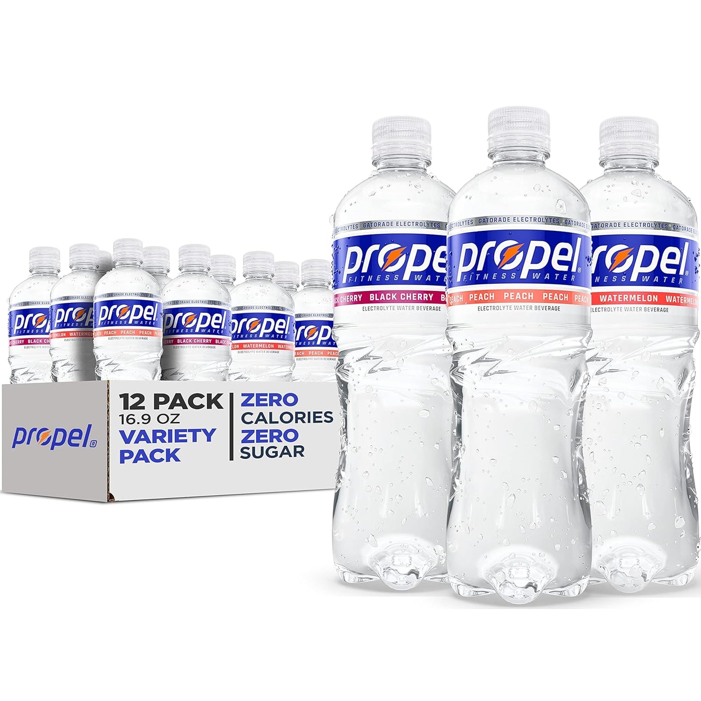 Propel Zero Calorie Sports Water Variety Pack 2.0 - 3 Flavors, Electrolytes, Vitamins C&E - 16.9 Fl Oz (12 Count)